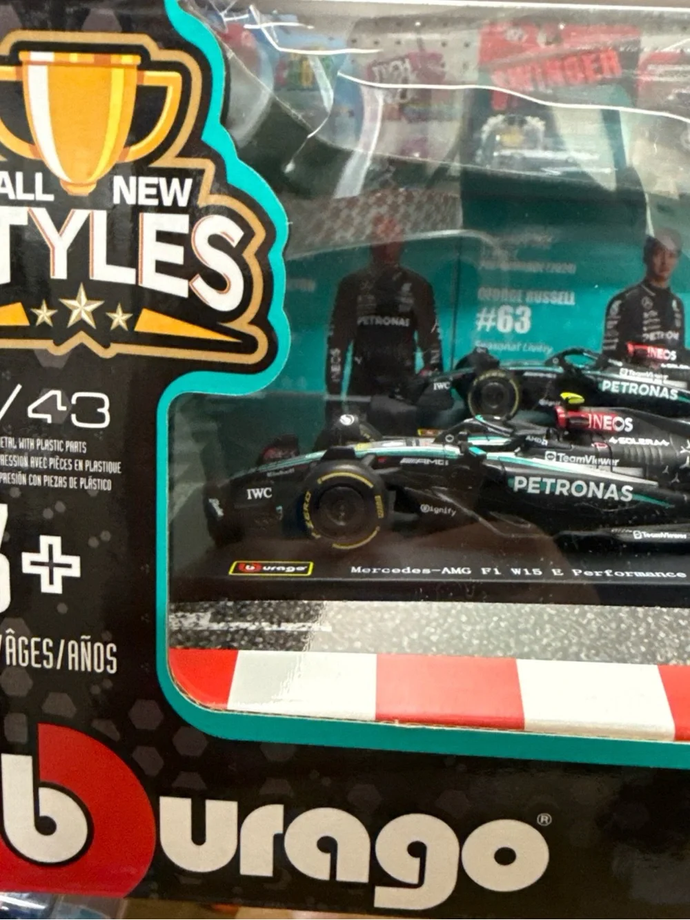 Mercedes AMG Petronas Black and Teal George Russell Diecast F1 Car